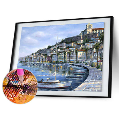 Seaside Town - Full Round Drill Diamond Painting 40*30CM