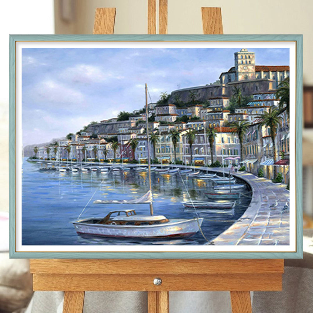 Seaside Town - Full Round Drill Diamond Painting 40*30CM
