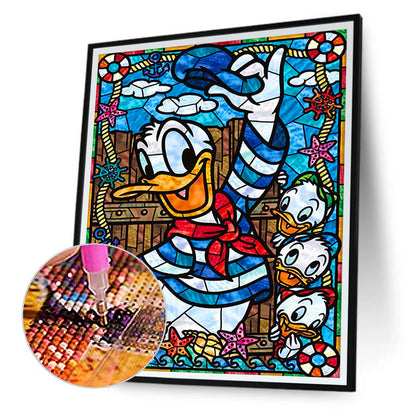 Donald Duck Glass Painting - Full Round Drill Diamond Painting 30*40CM