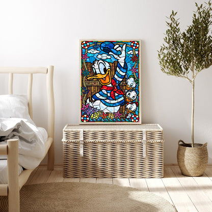 Donald Duck Glass Painting - Full Round Drill Diamond Painting 30*40CM