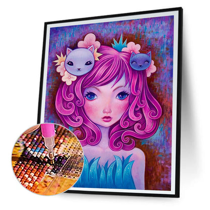 Long Hair Girl - Full Round Drill Diamond Painting 30*40CM