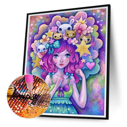 Long Hair Girl - Full Round Drill Diamond Painting 30*40CM