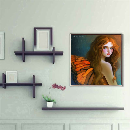 Girl With Butterfly Wings - Full Round Drill Diamond Painting 30*30CM