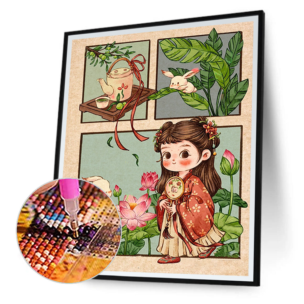 Bunny And Girl - Full Round Drill Diamond Painting 30*40CM