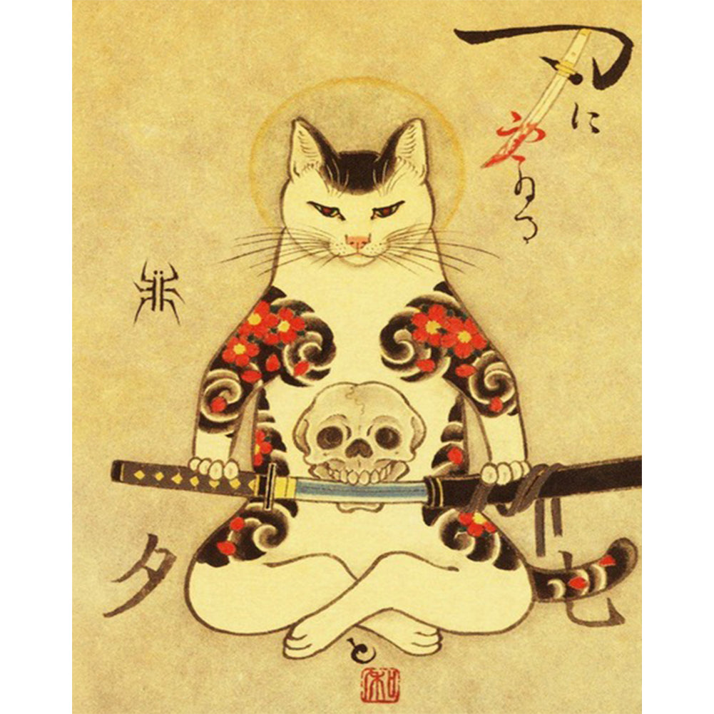 Samurai Cat - Full Round Drill Diamond Painting 40*50CM