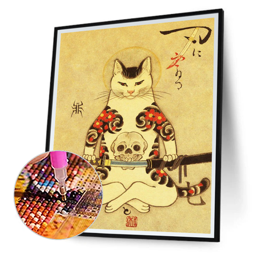 Samurai Cat - Full Round Drill Diamond Painting 40*50CM