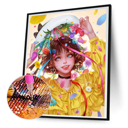 Girl - Full Round Drill Diamond Painting 30*40CM
