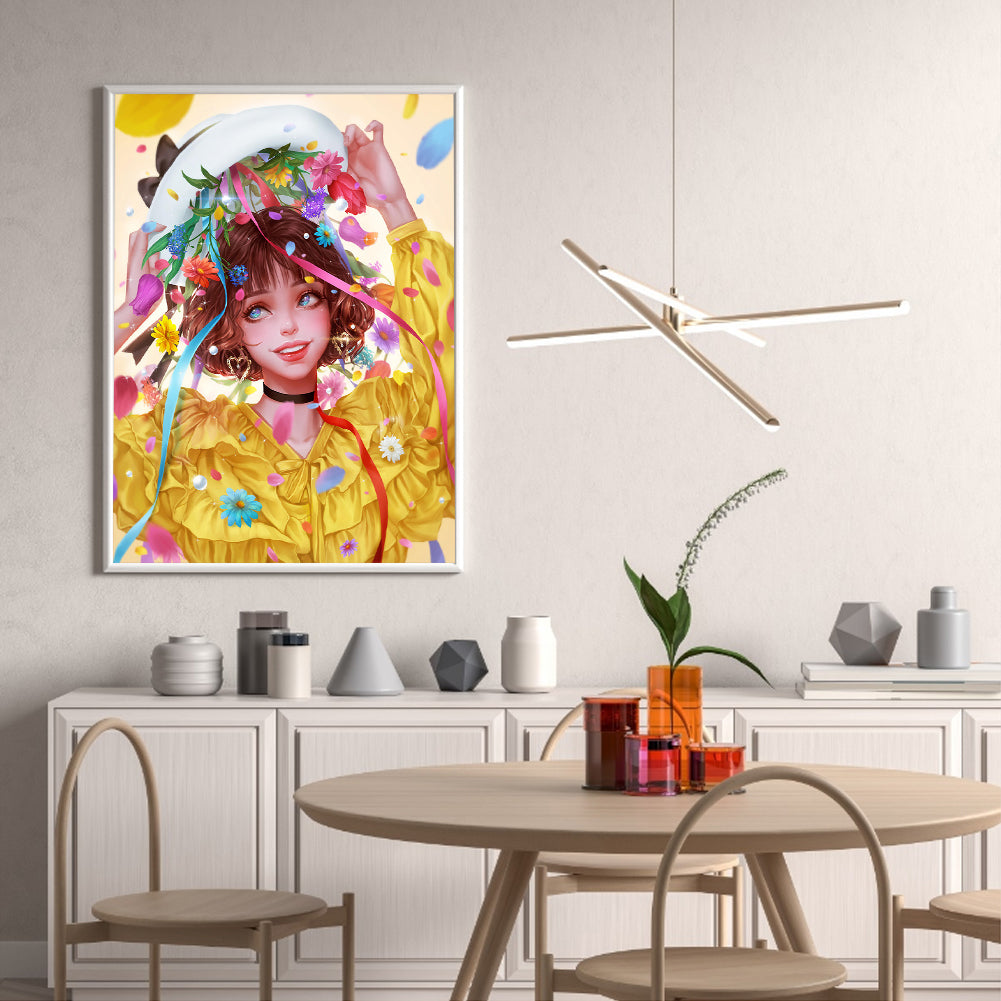 Girl - Full Round Drill Diamond Painting 30*40CM