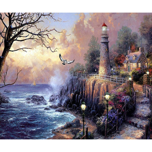 Seaside Lighthouse - Full Square Drill Diamond Painting 60*50CM