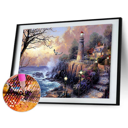 Seaside Lighthouse - Full Square Drill Diamond Painting 60*50CM