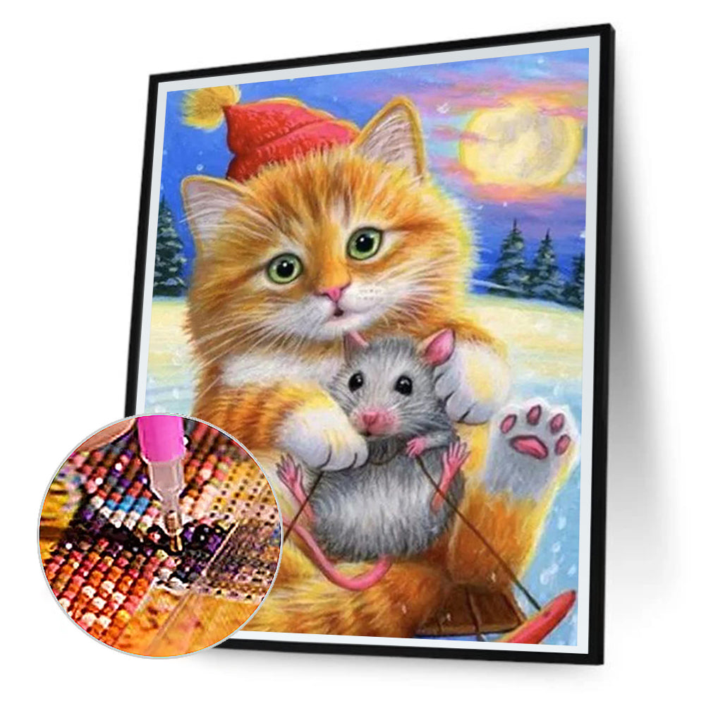 Cat - Full Round Drill Diamond Painting 30*40CM