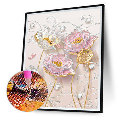 Beautiful Texture Flowers - Special Shaped Drill Diamond Painting 30*40CM