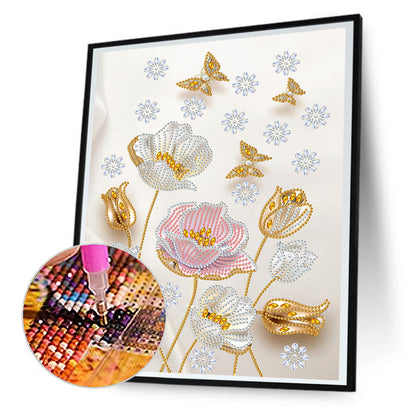 Beautiful Texture Flowers - Special Shaped Drill Diamond Painting 30*40CM