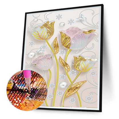 Beautiful Texture Flowers - Special Shaped Drill Diamond Painting 30*40CM