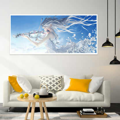 Beautiful Girl Playing The Violin - Full Round Drill Diamond Painting 70*30CM