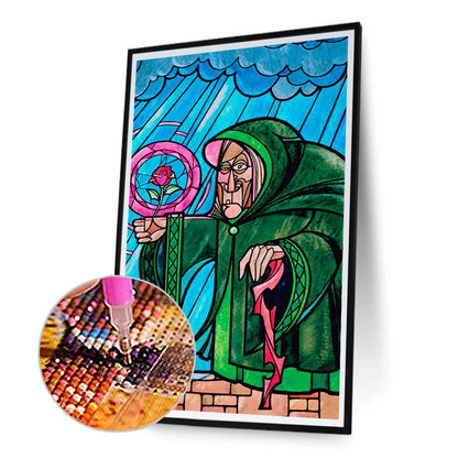 Stained Glass Old Witch - Full Round Drill Diamond Painting 40*70CM