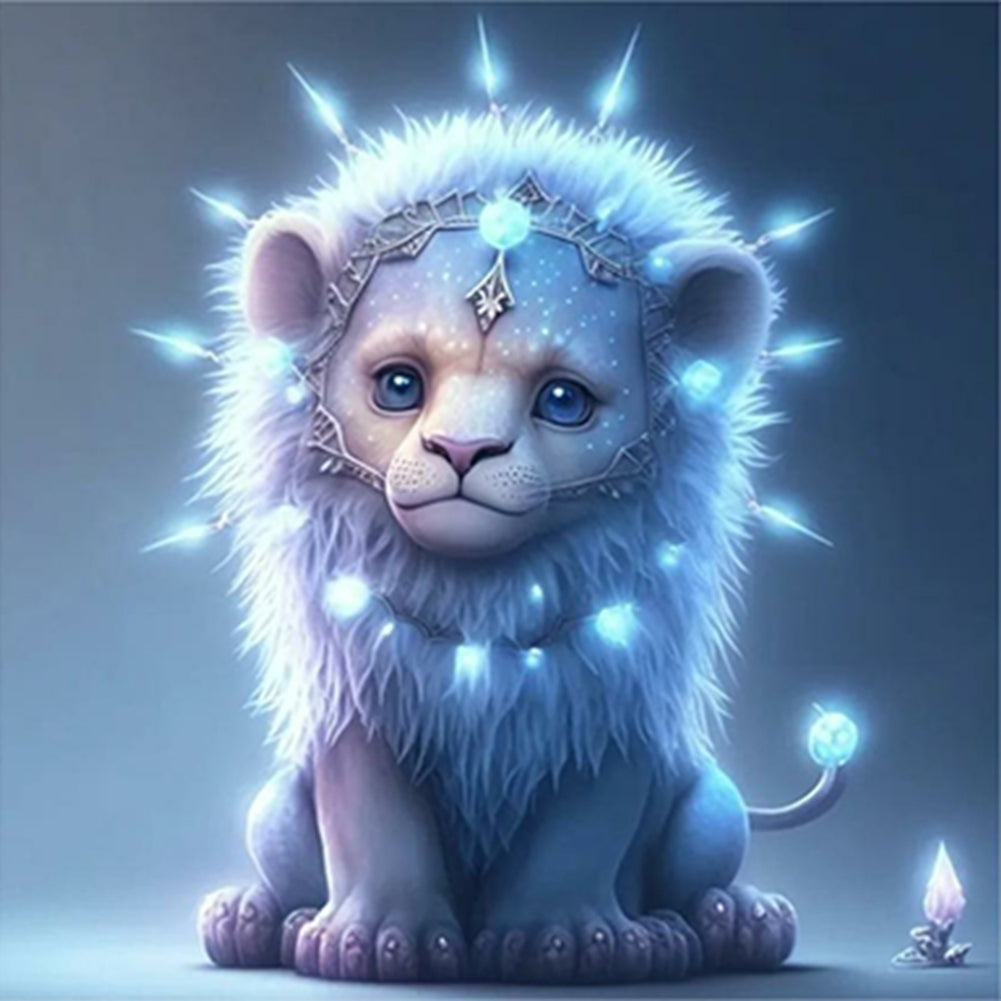 Glowing Lion Cub - Full Round Drill Diamond Painting 30*30CM