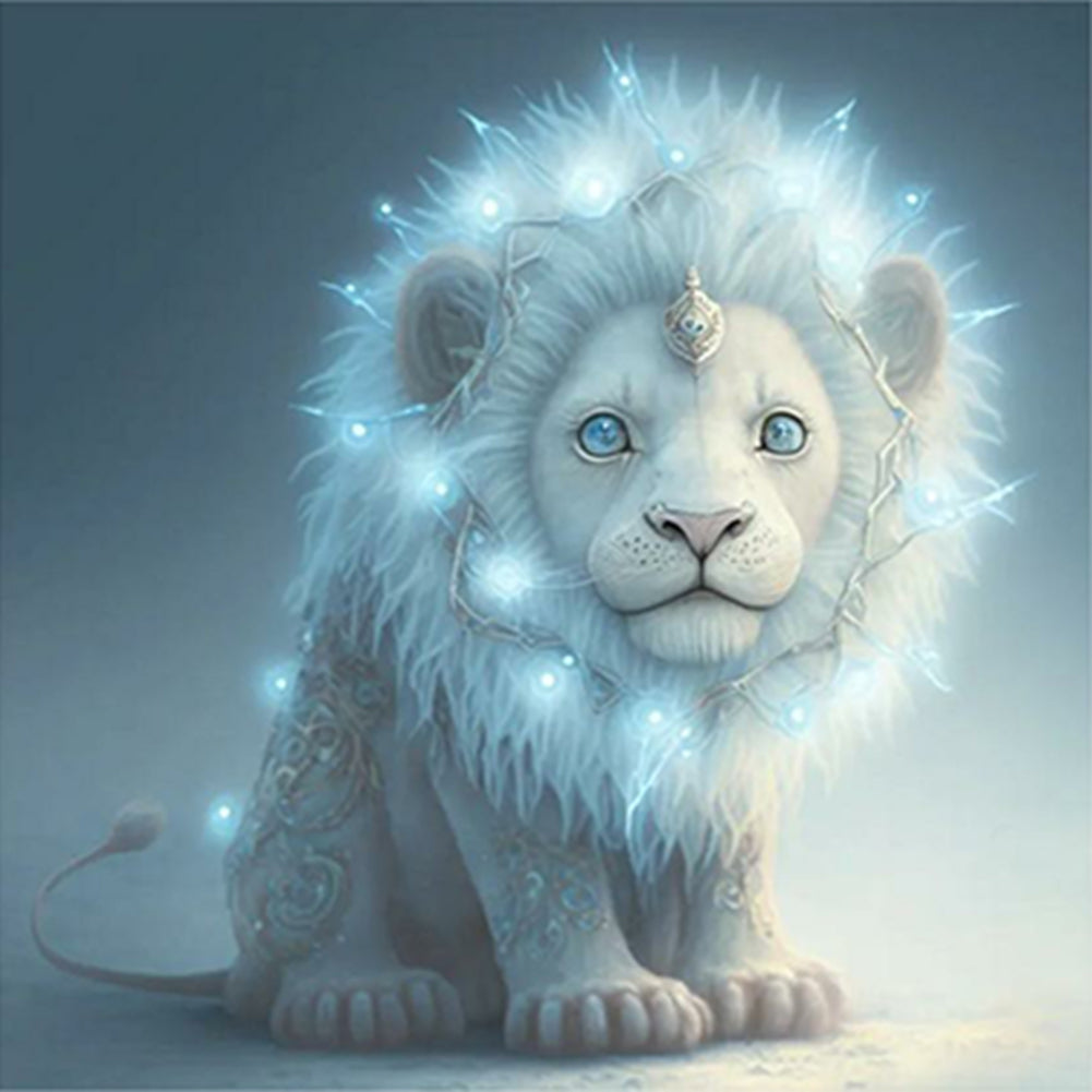 Glowing Lion Cub - Full Round Drill Diamond Painting 30*30CM