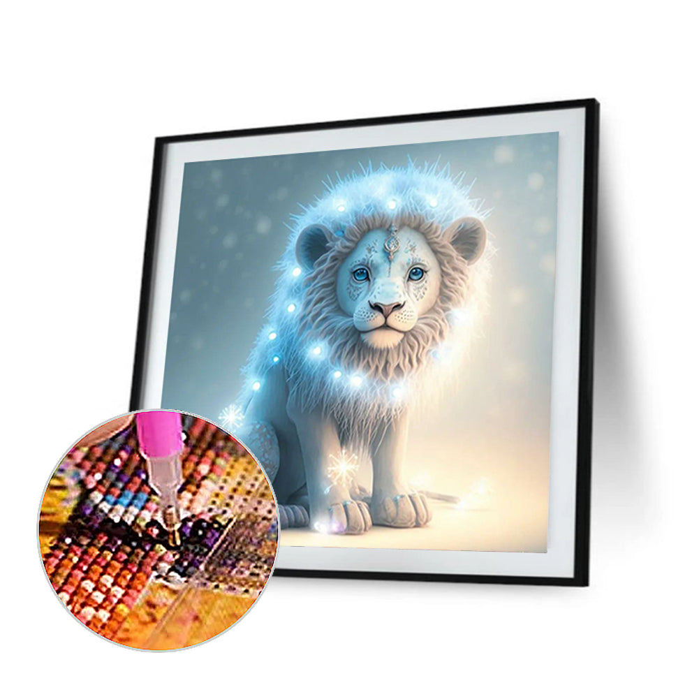 Glowing Lion Cub - Full Round Drill Diamond Painting 30*30CM