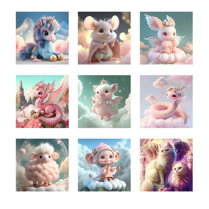 Pink Cute Animals - Full Round Drill Diamond Painting 30*30CM