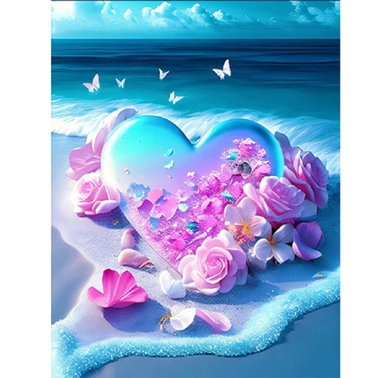 Beach Heart - Full Round Drill Diamond Painting 30*40CM
