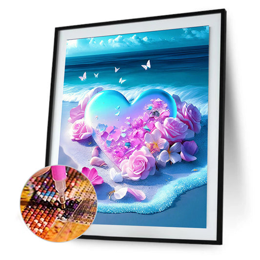 Beach Heart - Full Round Drill Diamond Painting 30*40CM