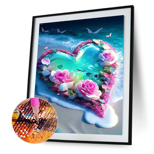 Beach Heart - Full Round Drill Diamond Painting 30*40CM