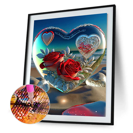 Beach Heart - Full Round Drill Diamond Painting 30*40CM