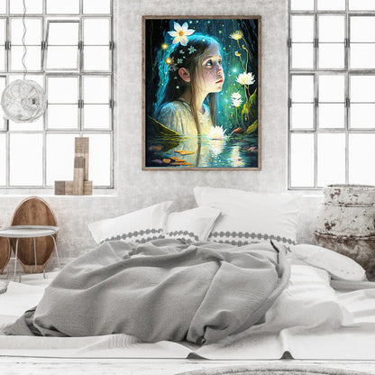 Lotus Girl - Full Round Drill Diamond Painting 30*40CM