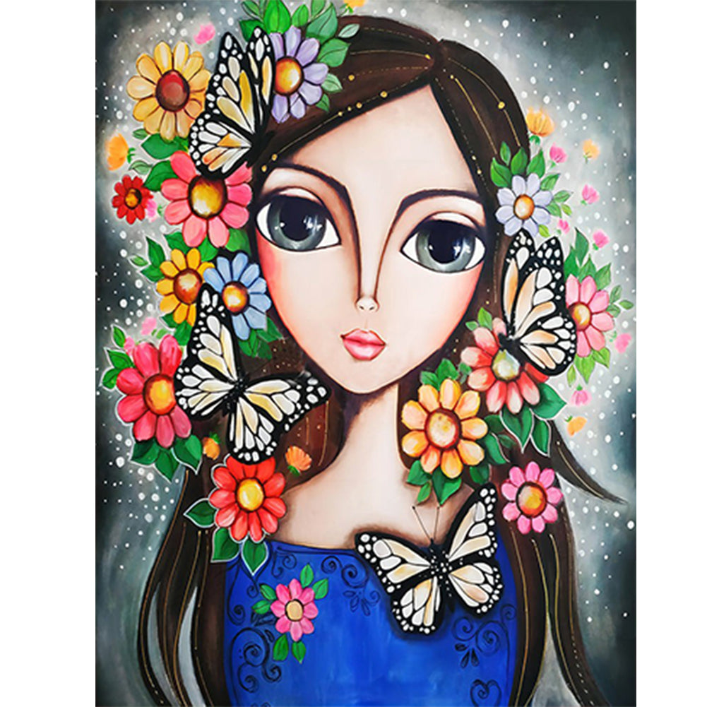 Big Eyed Girl - Full Round Drill Diamond Painting 30*40CM