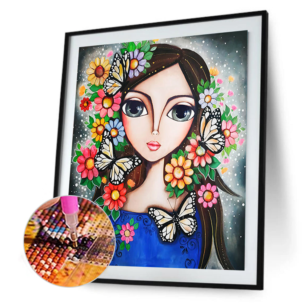 Big Eyed Girl - Full Round Drill Diamond Painting 30*40CM