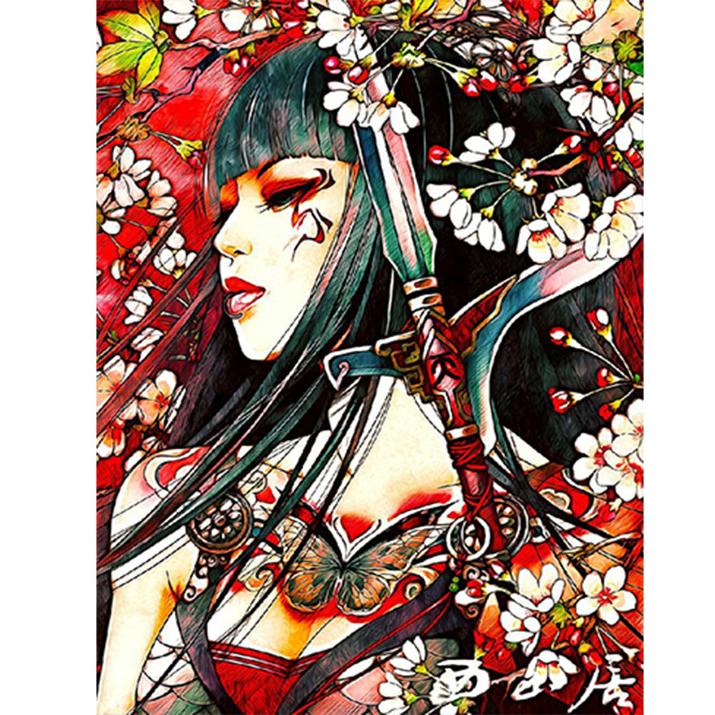 Sakura Girl - Full Round Drill Diamond Painting 30*40CM