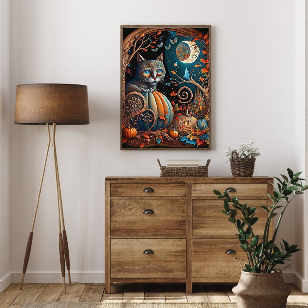 Cat - Full Round Drill Diamond Painting 30*40CM