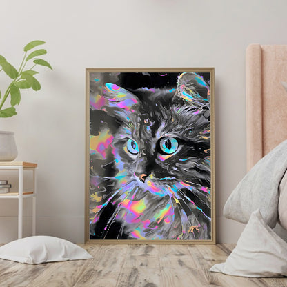 Cat - Full Round Drill Diamond Painting 30*40CM