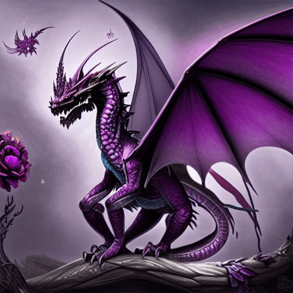 Purple Pterosaur - Full Round Drill Diamond Painting 30*30CM