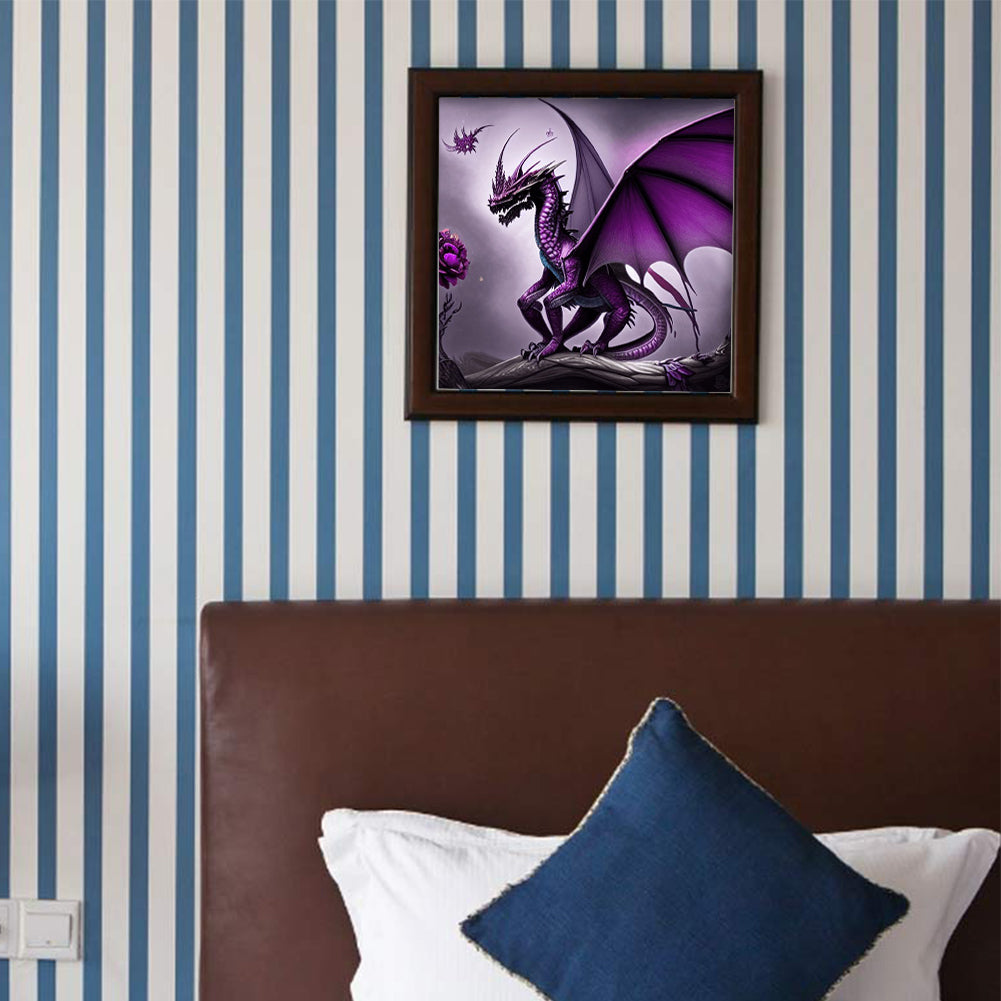 Purple Pterosaur - Full Round Drill Diamond Painting 30*30CM