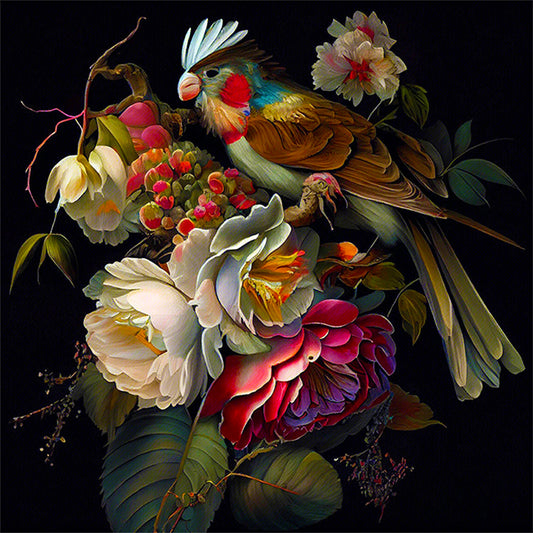 Flower Bush Fish Bird - Full Round Drill Diamond Painting 40*40CM