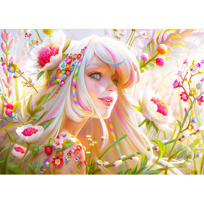 Flower Bush Beauty - Full Round Drill Diamond Painting 40*30CM