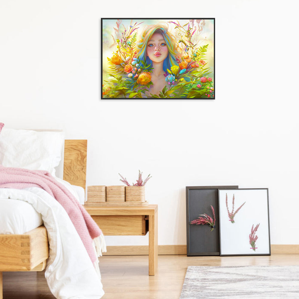 Flower Bush Beauty - Full Round Drill Diamond Painting 40*30CM