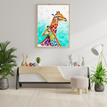 Colorful Giraffe - Full Round Drill Diamond Painting 30*40CM