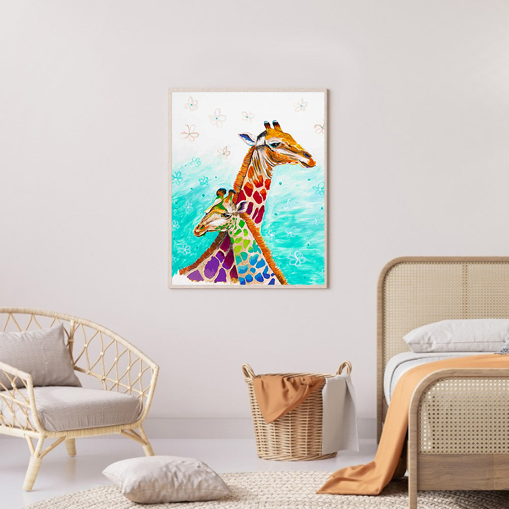 Colorful Giraffe - Full Round Drill Diamond Painting 30*40CM