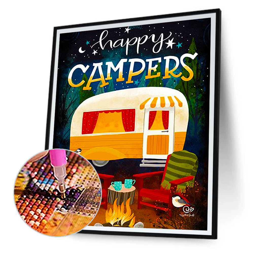 Mountain Camping - Full Round Drill Diamond Painting 30*40CM