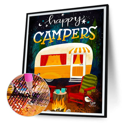 Mountain Camping - Full Round Drill Diamond Painting 30*40CM