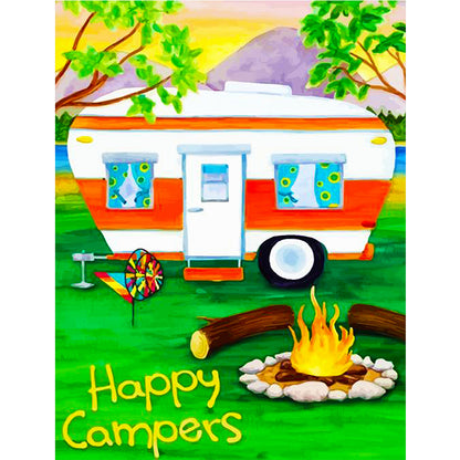 Mountain Camping - Full Round Drill Diamond Painting 30*40CM