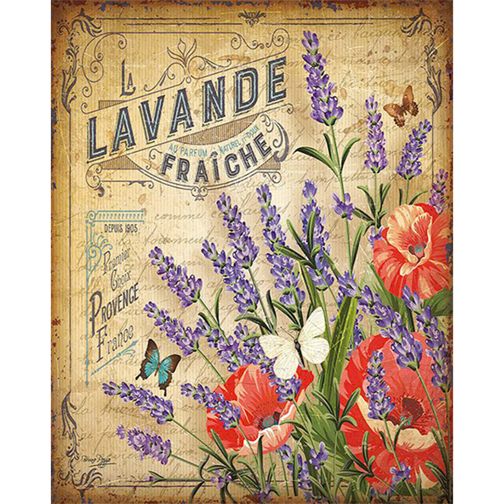 Vintage Lavender Poster - Full Square Drill Diamond Painting 30*40CM