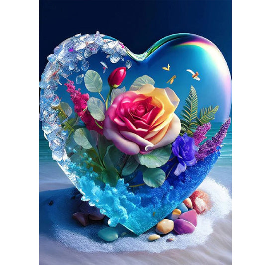 Crystal Heart Rose - Full Square Drill Diamond Painting 30*40CM