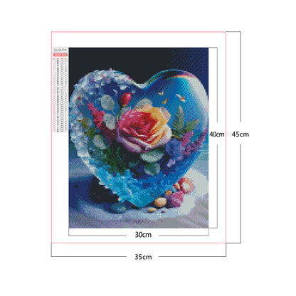 Crystal Heart Rose - Full Square Drill Diamond Painting 30*40CM