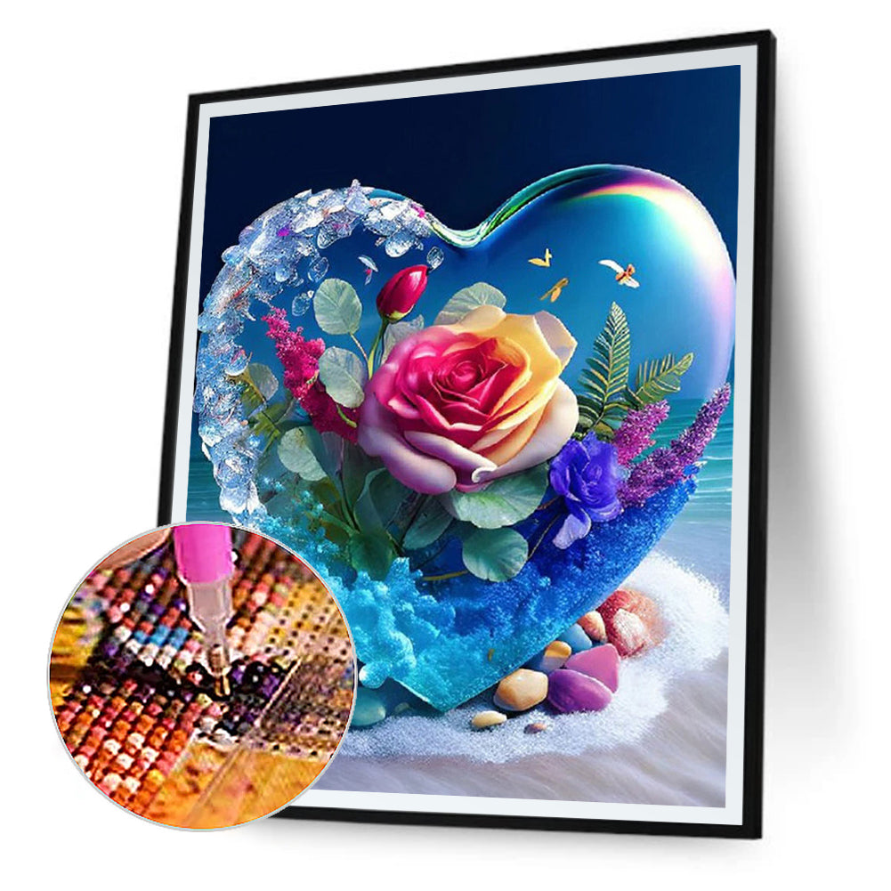 Crystal Heart Rose - Full Square Drill Diamond Painting 30*40CM