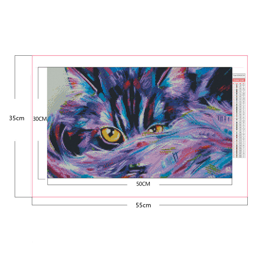 Colorful Cat - Full Square Drill Diamond Painting 50*30CM