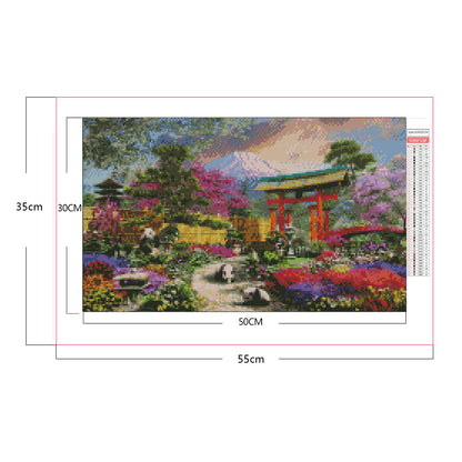 Panda In The Garden - Full Square Drill Diamond Painting 50*30CM